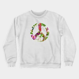 Tropical Pink Flamingos Peace Sign Crewneck Sweatshirt